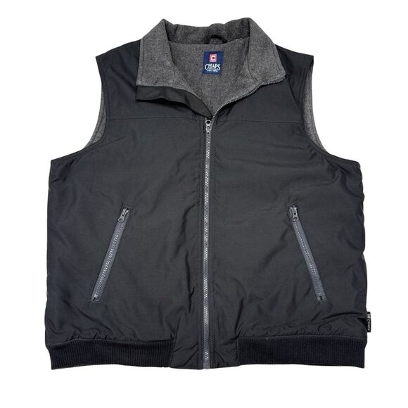Chaps Other - Chaps Vest Mens Size Large Black Fleece Lined Zip Pockets Full Zip Casual